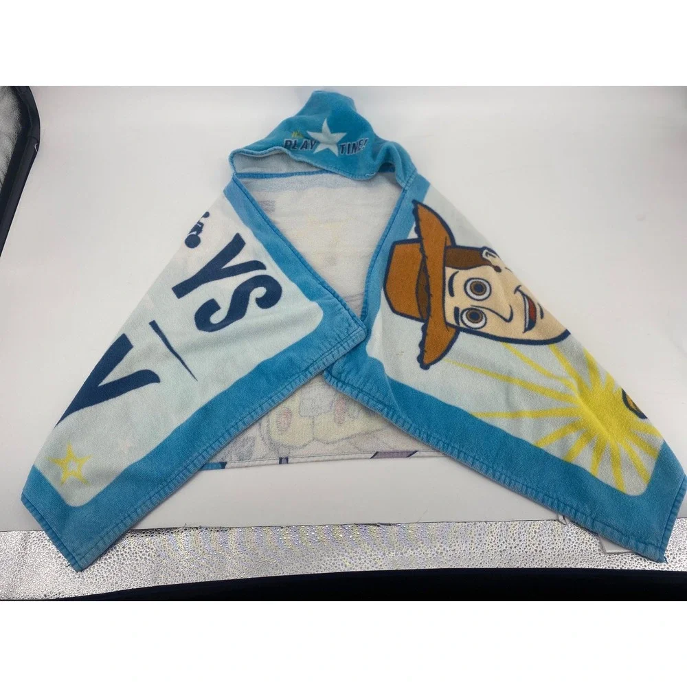 Disney Toy Story Hooded Bath Towel Woody Buzz Lightyear Blue Cotton Kids 20x22